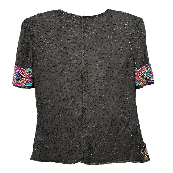 Stenay Black Silk Beaded Embellished Evening Top Women’s Size M - Picture 2 of 6